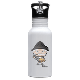 Da Oid Sinzer Leberkassemmel Edelstahl Trinkflasche mit klappbarem Mundstueck 500ml Weiss Rotwand Front